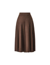 Wool Blend Pleated A-Line Midi Skirt