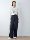 High Waisted Wide Leg Cotton Pants