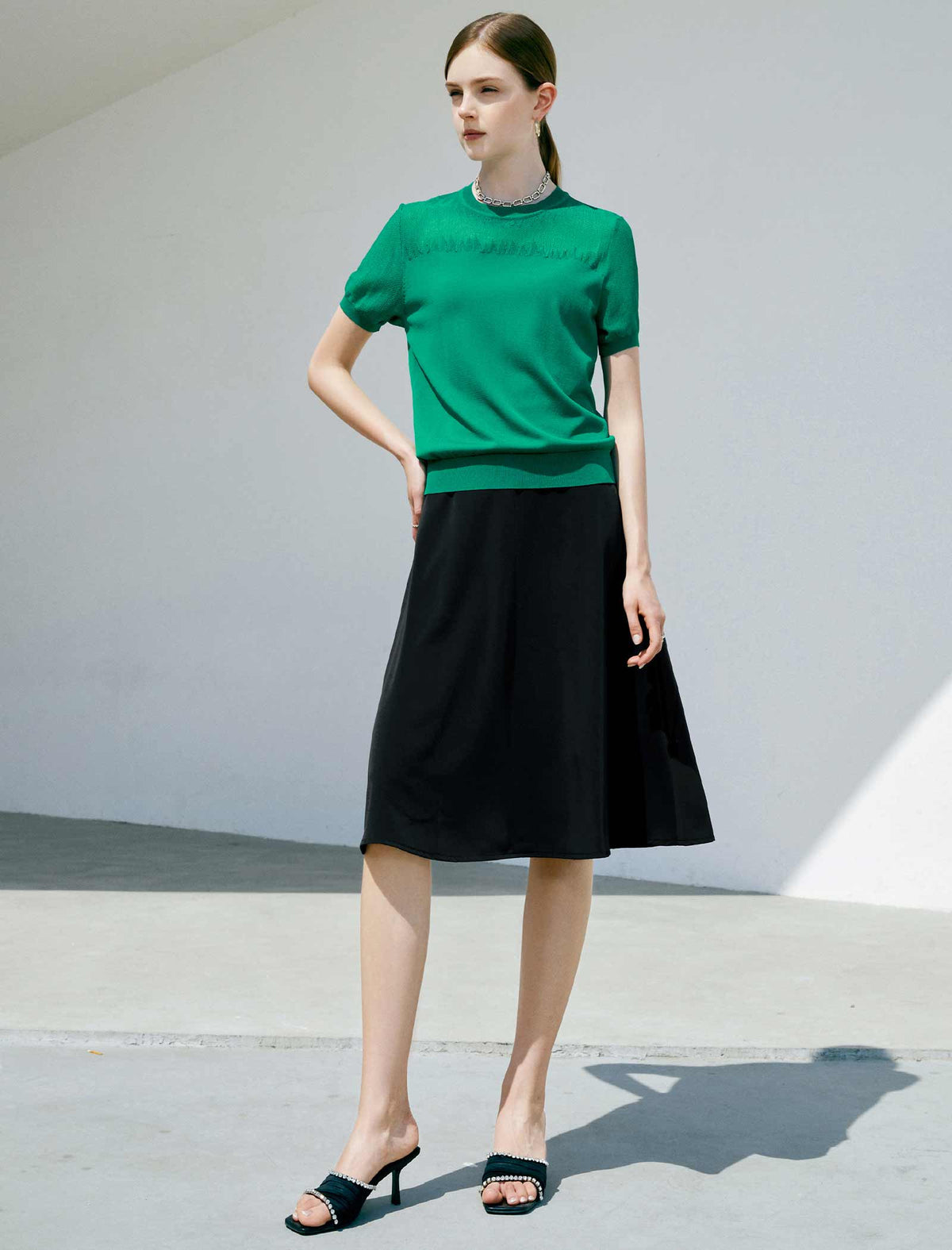 Solid A-Line Skirt
