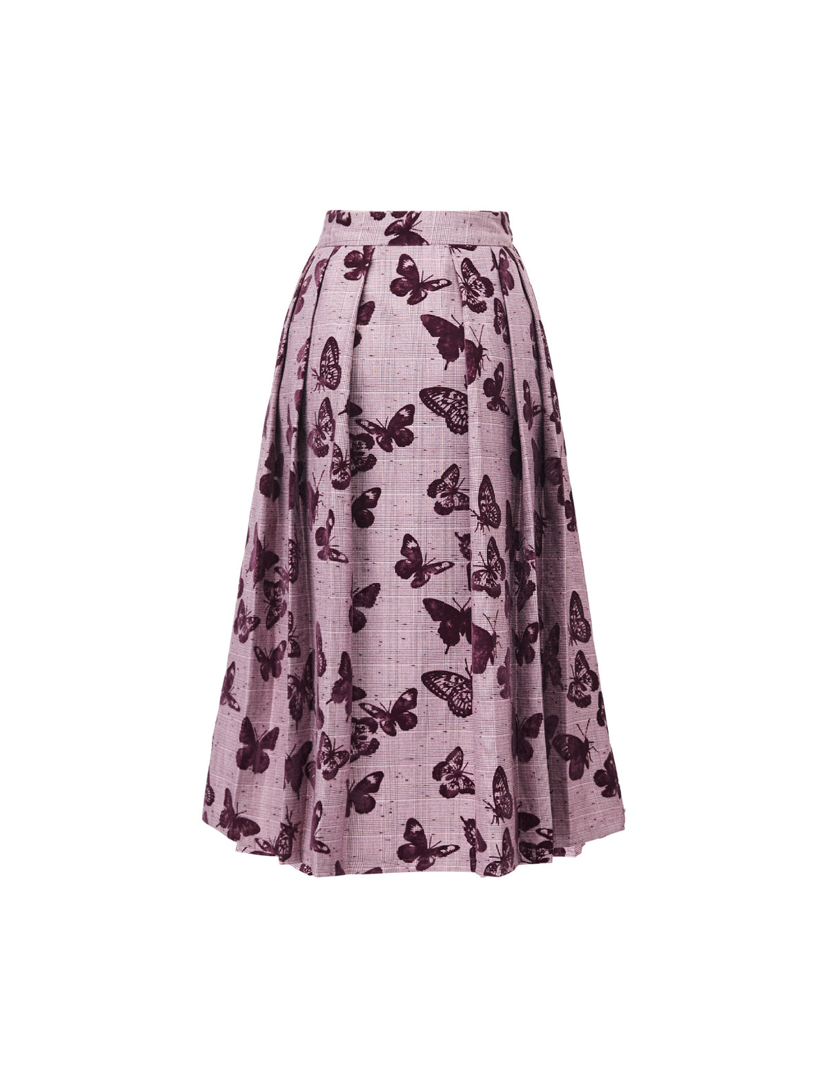 Butterfly Print Pleated Midi Skirt