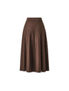 Wool Blend Pleated A-Line Midi Skirt