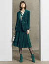 Pleated Velvet Textured Midi A Line Skirt