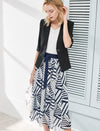 Black Three-Quarter Sleeve Single Button Blazer