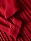 Mock Neck Pleated Midi Dress