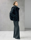 Wave-Quilted Hooded Drawstring Cropped Puffer Jacket