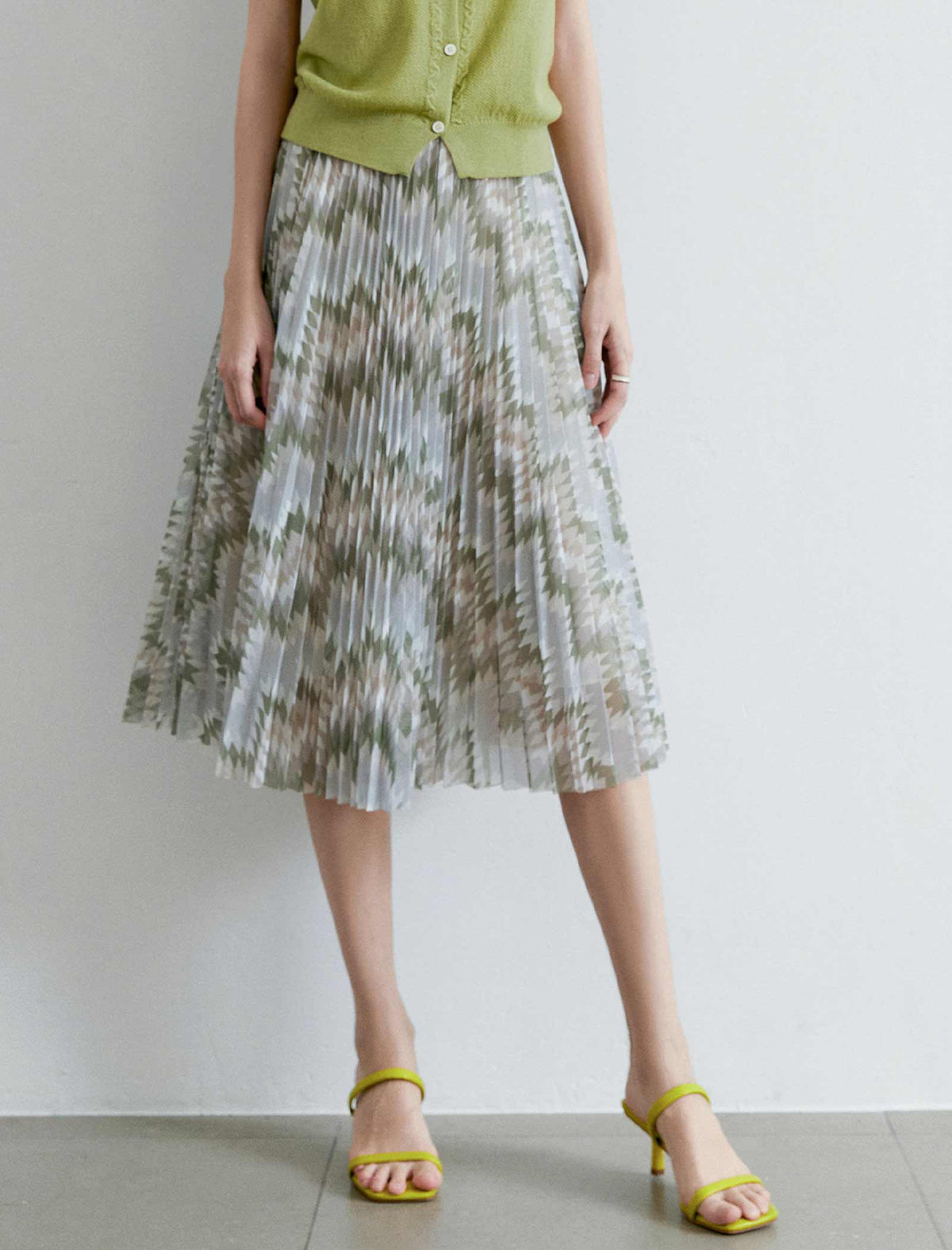 Vintage Floral Pleated A-Line Skirt