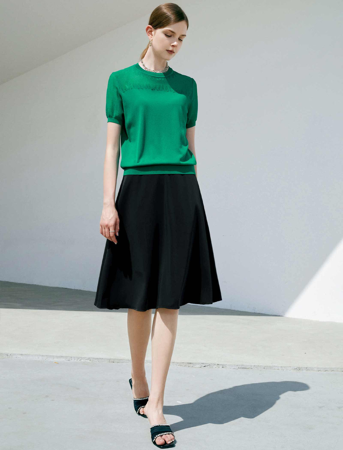 Solid A-Line Skirt
