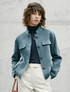 Wool Blend Button-Front Cropped Jacket