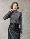 All-Over Sequin Turtleneck Long-Sleeve Top