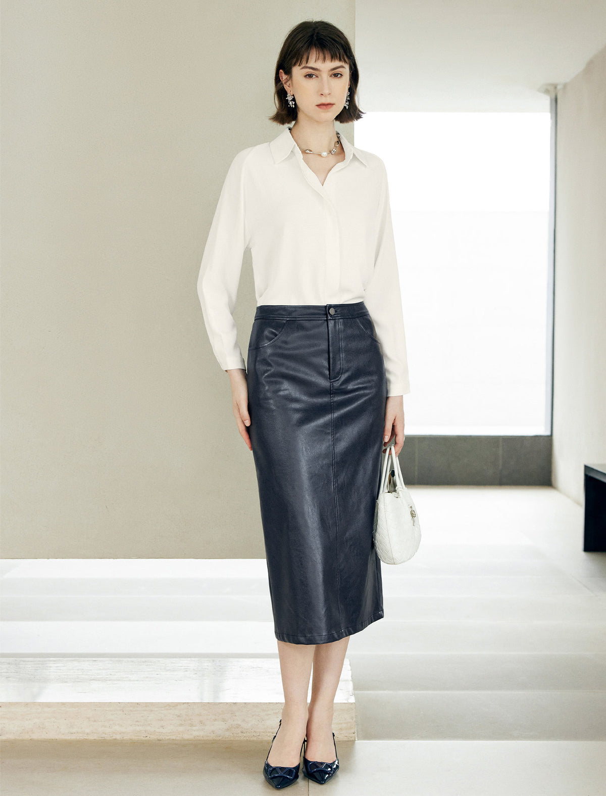 Mulberry Silk Hidden Button Placket Shirt