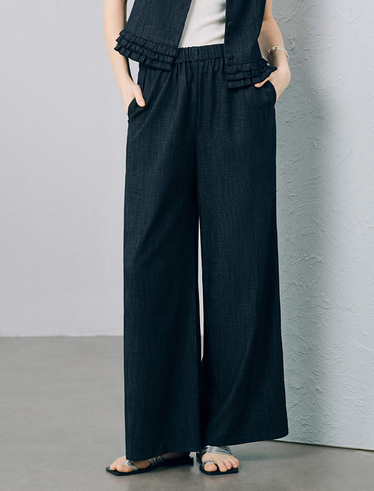 Dark Denim Wide Leg Pants