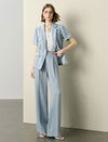High Waisted Linen Blend Wide Leg Pants