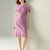 Lilac Floral Lace Midi Dress - Purple