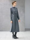 Ruched Stand-Collar Long Sleeve Fitted Dress