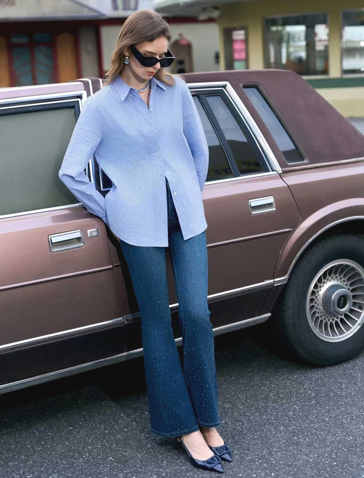Blue Striped Button-Down Shirt