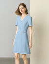 V-Neck Button Front Sheath Dress