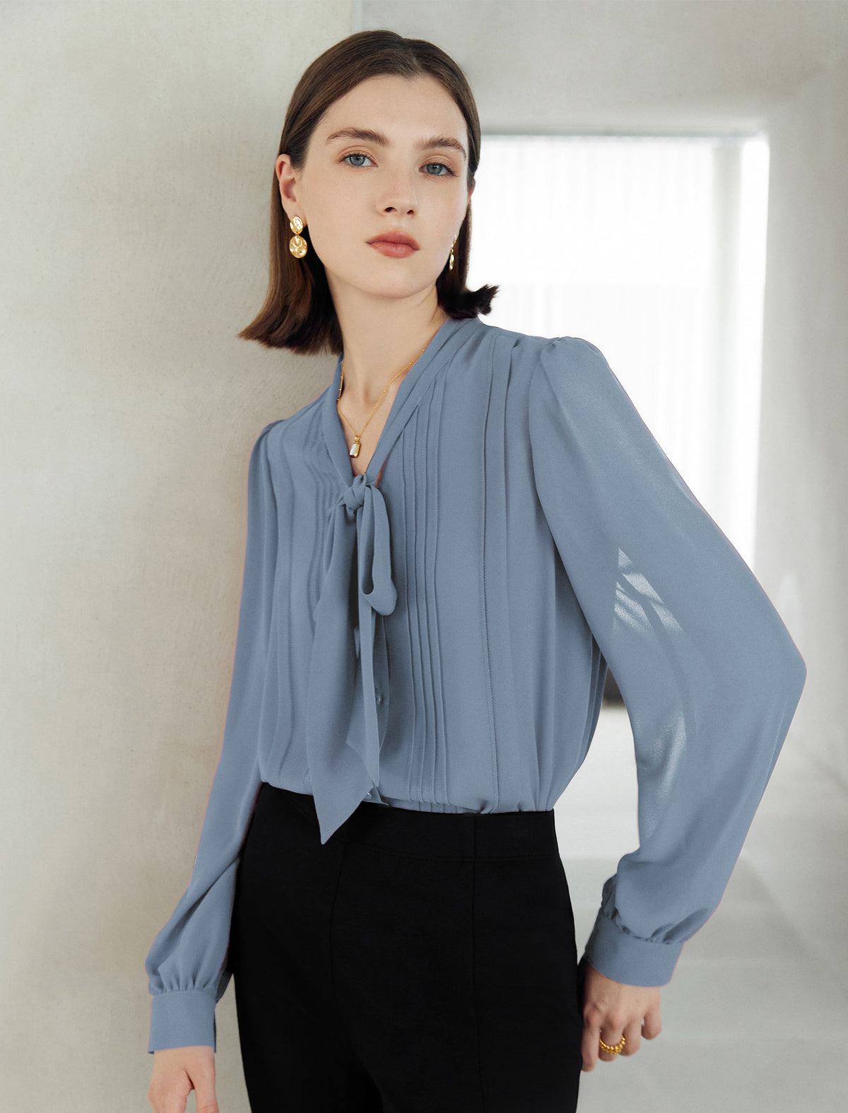 Mulberry Silk Bow Tie Shirt