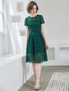 Vintage Lace Waist-Cinched Ruffle Dress
