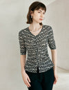 Black And White Abstract Print Knit Top