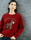 Cartoon‑Pony Embroidered Crew‑Neck Sweatshirt