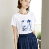 Watercolor Sequin Flowers T-Shirt - White