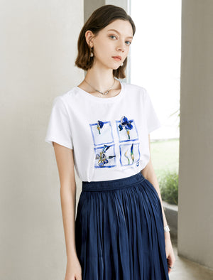 Watercolor Sequin Flowers T-Shirt