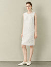 Sequin-Front Sleeveless Knee-Length Dress