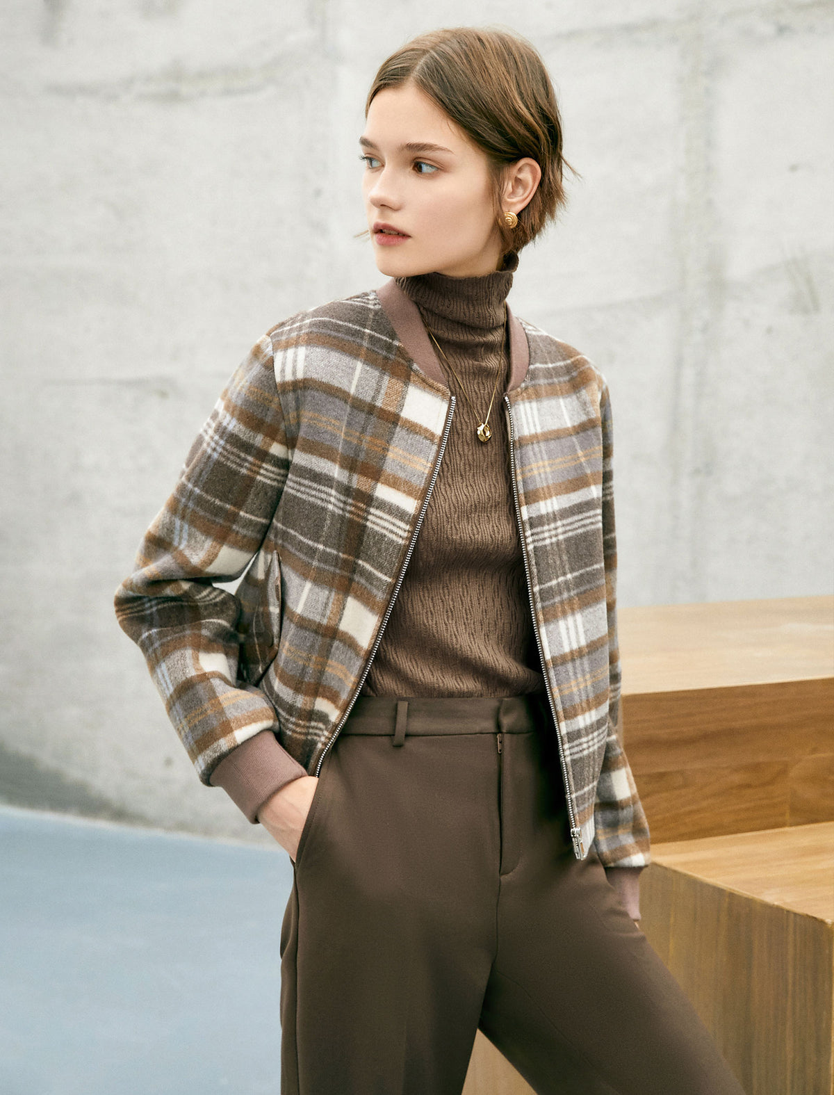 Wool Blend Cropped Jacket