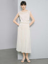 Ivory High Waist Lace Flowy Chiffon Midi Skirt