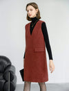 Wool Blend Sleeveless Midi Vest Dress