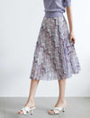 Vintage Floral Pleated A-Line Skirt