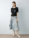 Solid Color Pleated Midi Skirt