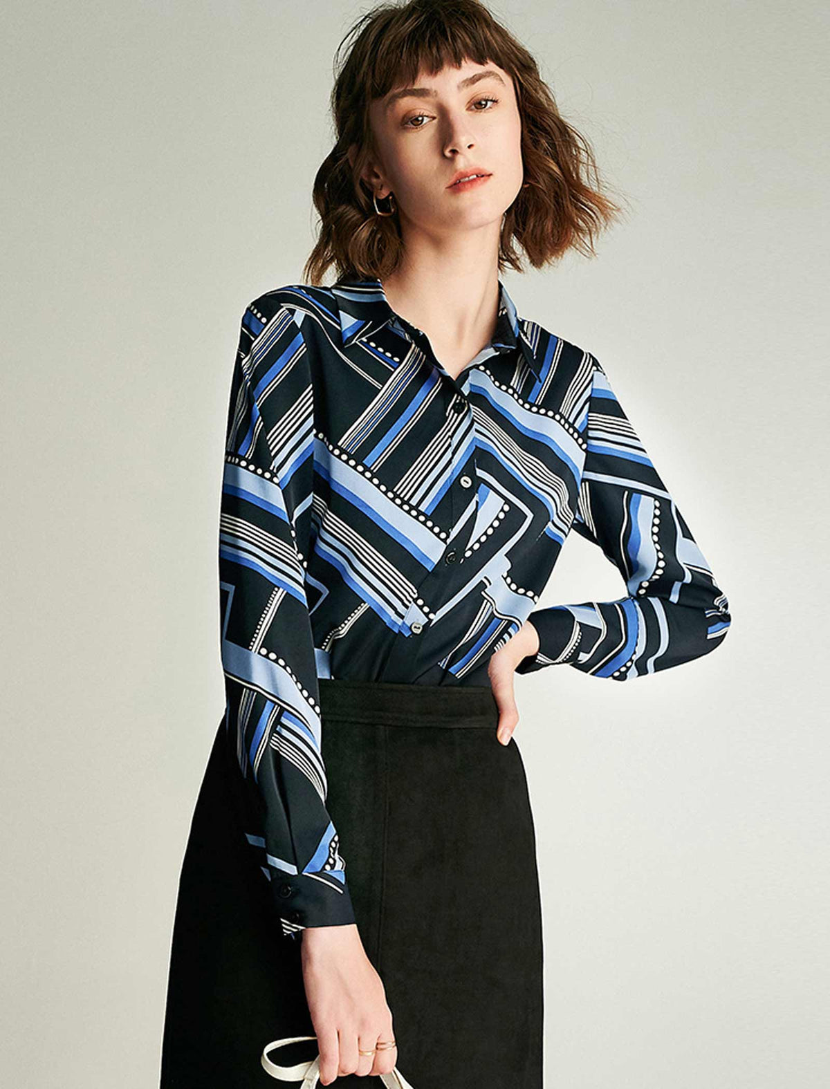 Geometric Print Button Down Shirt