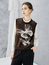 Wool Blend Jacquard Crewneck Sleeveless Knit Vest
