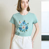Sequin Floral Embroidered T-Shirt - Blue-Green
