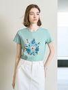 Sequin Floral Embroidered T-Shirt