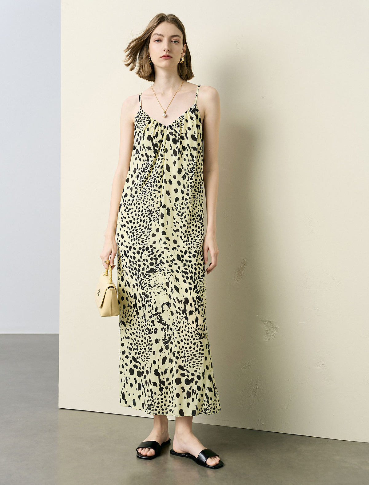Leopard Print Slip Silk Maxi Dress