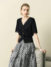 Black Lace-Trimmed Short Sleeve Cardigan