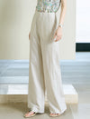 High Waisted Linen Blend Wide Leg Pants