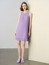 Rhinestone Neck Pleated Sleeveless Dress