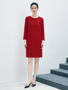 Wool Blend Quilted Button-Front Straight-Fit Dress