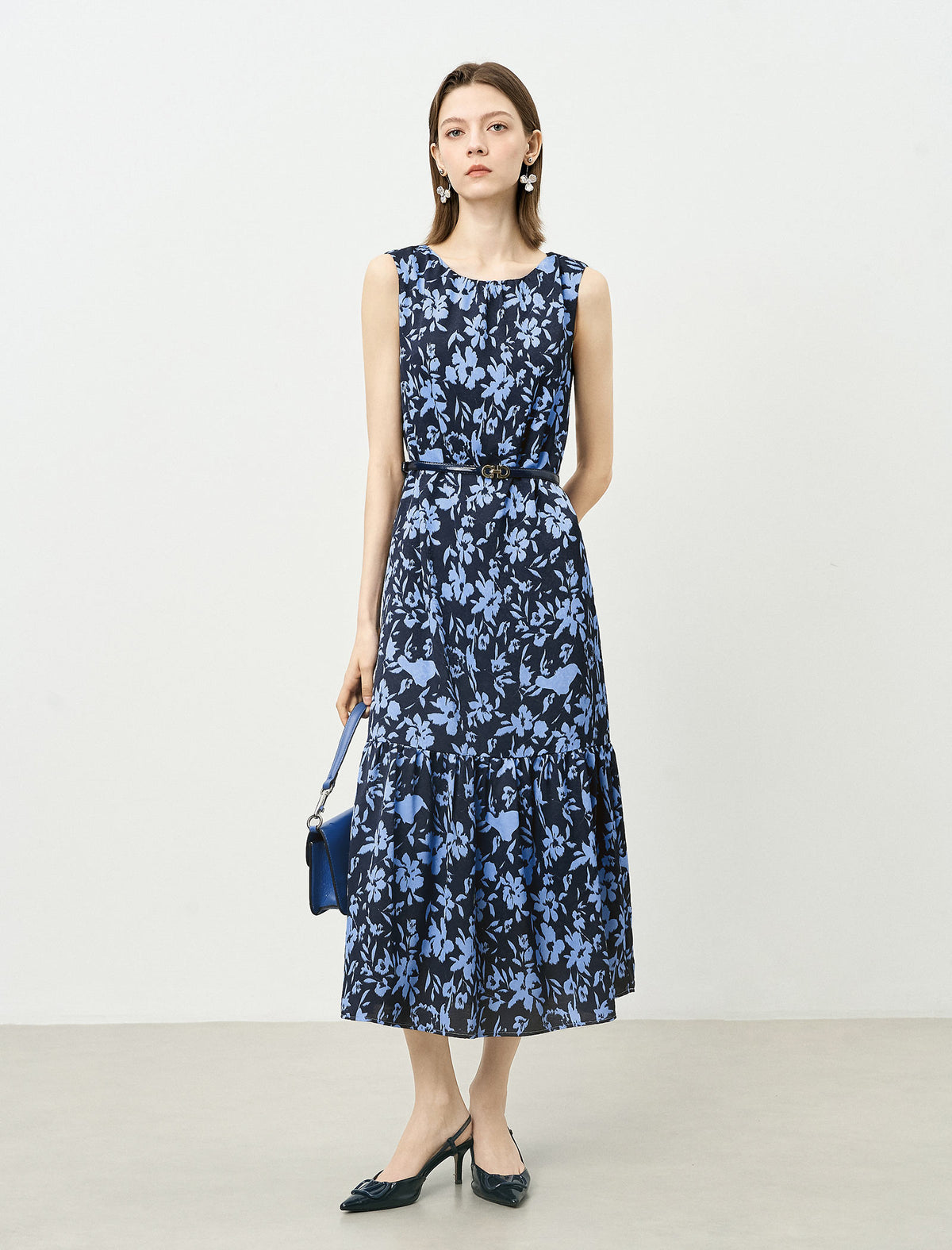 Floral Sleeveless Midi Dress