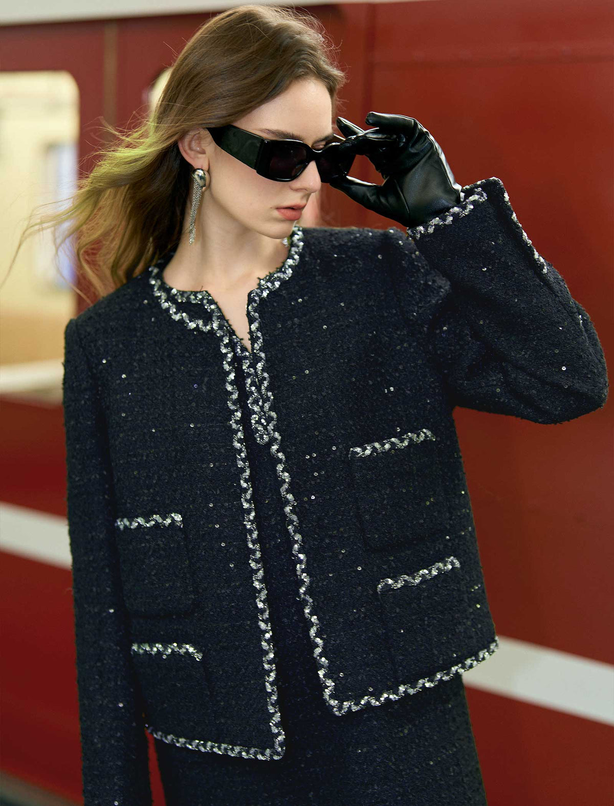 Embellished Trim Tweed Jacket