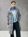 Hooded Quilted Zip-Front Ribbed-Cuff Long Puffer Coat