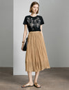 Crinkled Metallic Midi Skirt