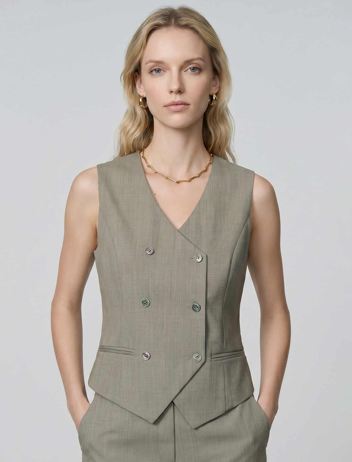 Structured Double-Breasted Vest