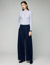 Wool Blend High-Waist Crease-Front Wide-Leg Pants