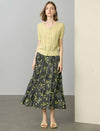 Floral Pleated Midi Skirt