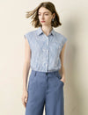 Sleeveless Striped Collared Shirt