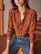 100% Mulberry Silk Polka Dot Button-Down Shirt